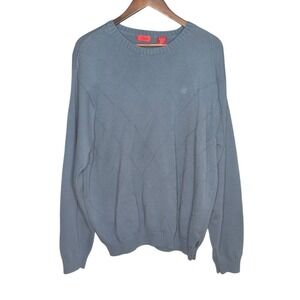 IZOD Knit‎ Sweater Long Sleeve Pullover Blue Argyle Cotton Spring Mens Size XXL